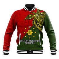 Custom Papua New Guinea Eastern Highlands Province Baseball Jacket PNG Birds Of Paradise Polynesian Arty Style LT03 Unisex Green - Polynesian Pride