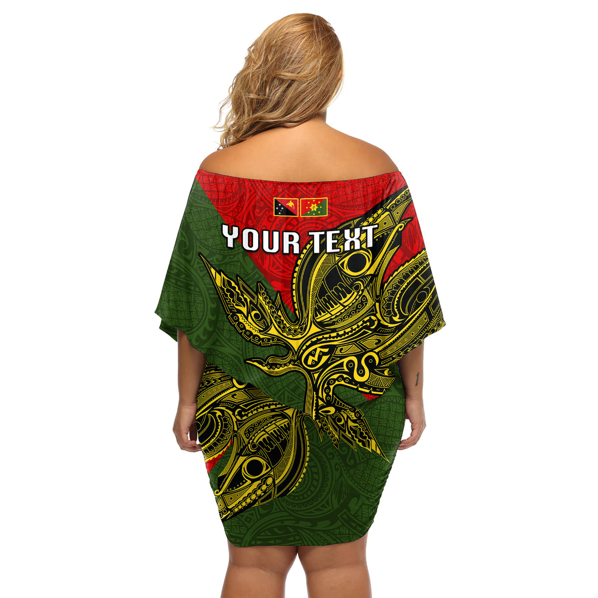 Custom Papua New Guinea Eastern Highlands Province Off Shoulder Short Dress PNG Birds Of Paradise Polynesian Arty Style LT03 - Polynesian Pride