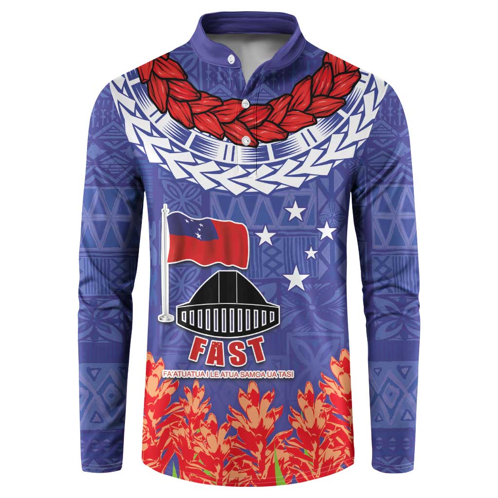 FAST Party Samoa Button Sweatshirt Ula Fala Teuila Polynesian Tapa Pattern LT03 Blue - Polynesian Pride