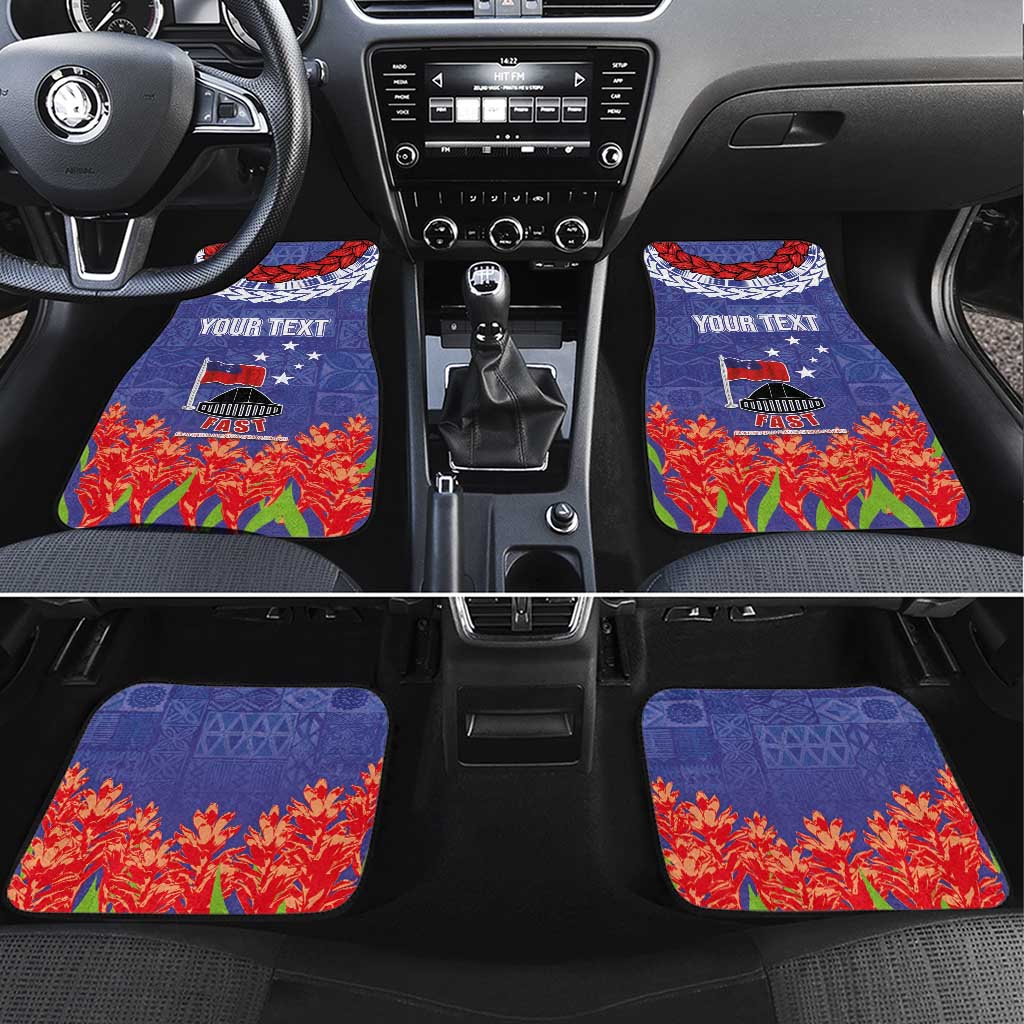 FAST Party Samoa Car Mats Ula Fala Teuila Polynesian Tapa Pattern LT03 Set 4pcs Blue - Polynesian Pride