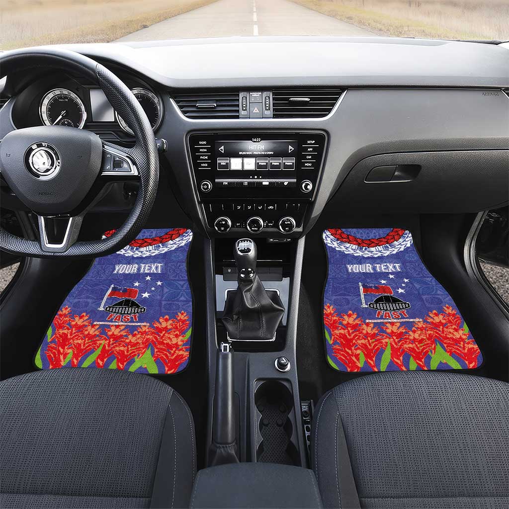 FAST Party Samoa Car Mats Ula Fala Teuila Polynesian Tapa Pattern LT03 Set 2pcs - Front Blue - Polynesian Pride