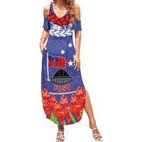 FAST Party Samoa Family Matching Summer Maxi Dress and Hawaiian Shirt Ula Fala Teuila Polynesian Tapa Pattern