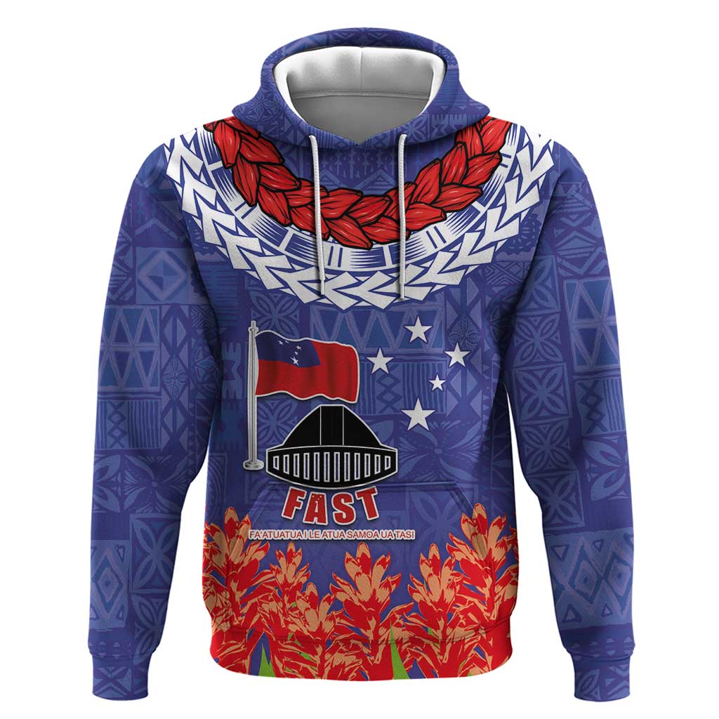 FAST Party Samoa Hoodie Ula Fala Teuila Polynesian Tapa Pattern LT03 Pullover Hoodie Blue - Polynesian Pride