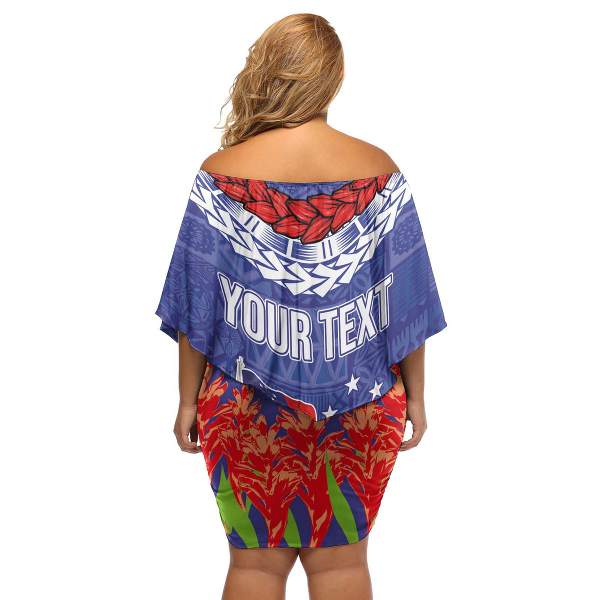 FAST Party Samoa Off Shoulder Short Dress Ula Fala Teuila Polynesian Tapa Pattern LT03 - Polynesian Pride