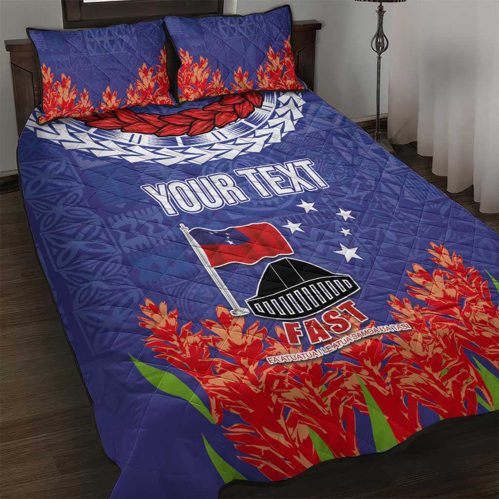FAST Party Samoa Quilt Bed Set Ula Fala Teuila Polynesian Tapa Pattern LT03 Blue - Polynesian Pride