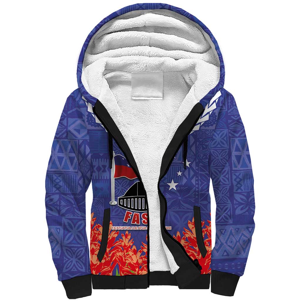 FAST Party Samoa Sherpa Hoodie Ula Fala Teuila Polynesian Tapa Pattern LT03 Unisex Blue - Polynesian Pride