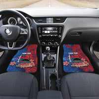 CHOGM FAST Samoa 2024 Car Mats Samoan Tapa Tribal and Ornament Pattern with Hibiscus LT03 Set 2pcs - Front Blue - Polynesian Pride