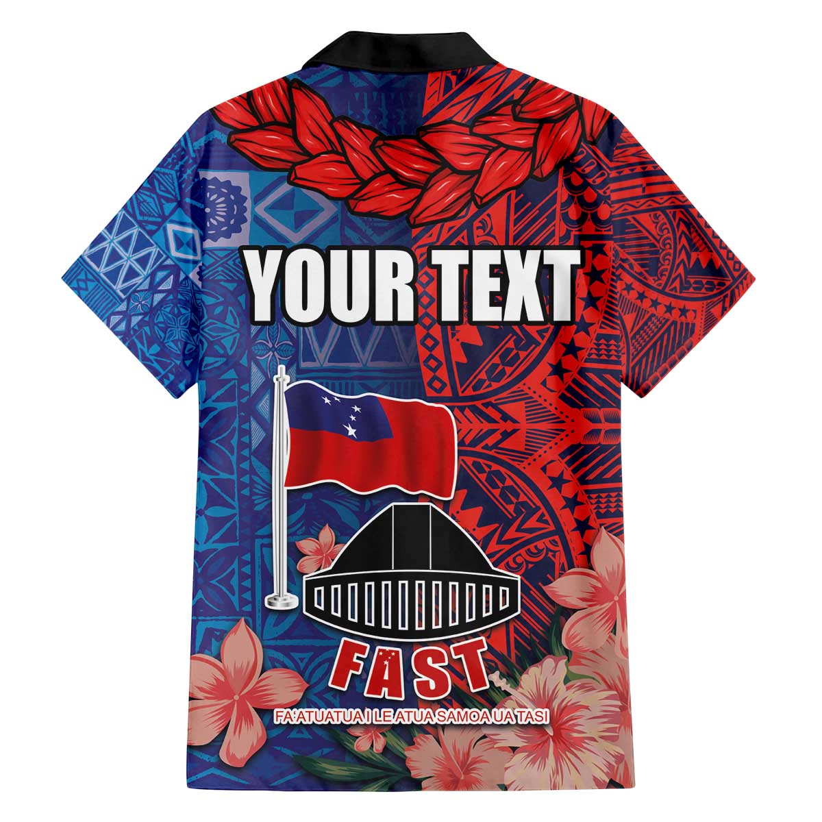 CHOGM FAST Samoa 2024 Family Matching Off The Shoulder Long Sleeve Dress and Hawaiian Shirt Samoan Tapa Tribal and Ornament Pattern with Hibiscus