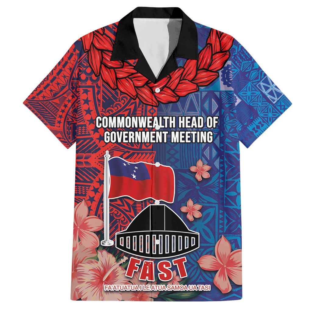 CHOGM FAST Samoa 2024 Hawaiian Shirt Samoan Tapa Tribal and Ornament Pattern with Hibiscus LT03 Blue - Polynesian Pride