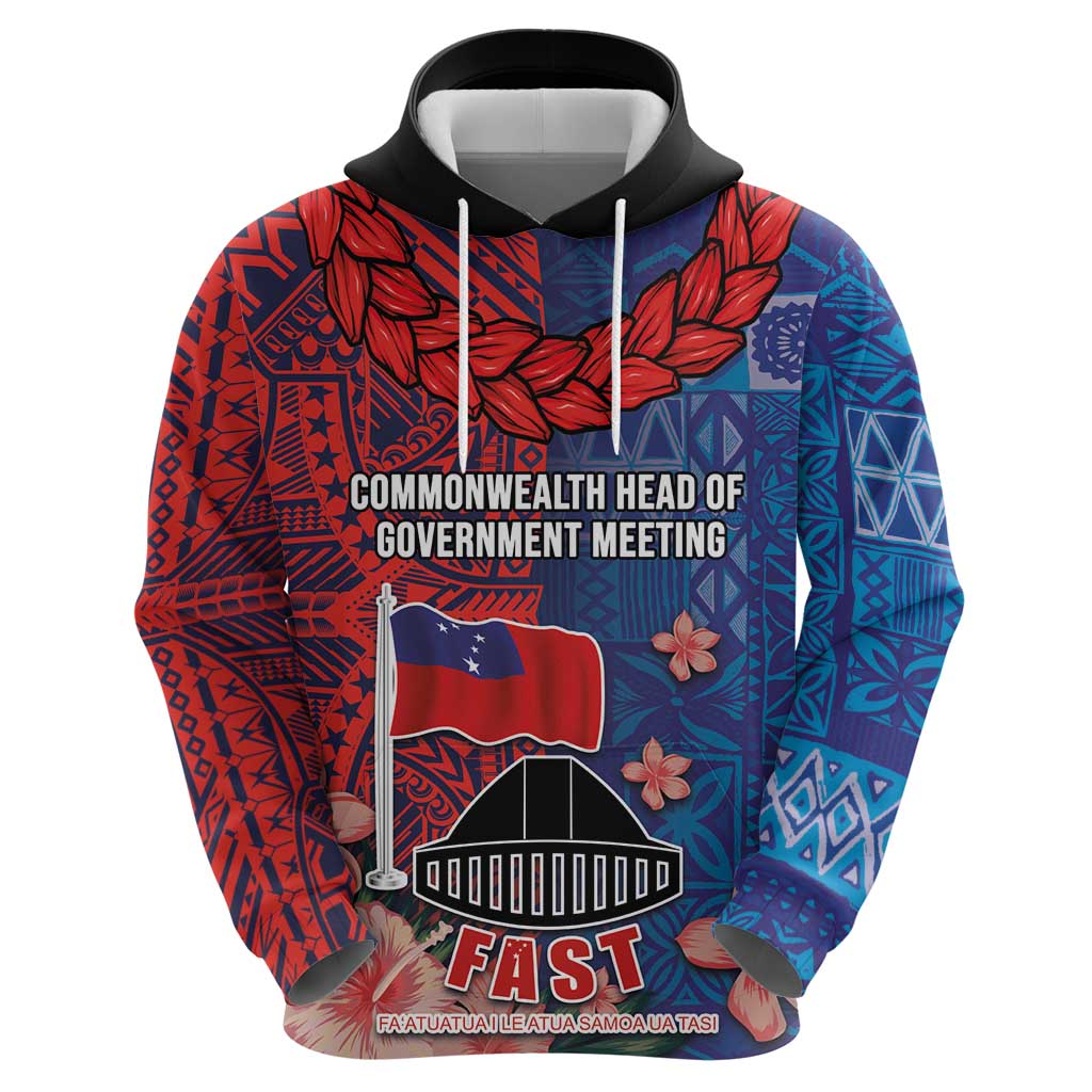 CHOGM FAST Samoa 2024 Hoodie Samoan Tapa Tribal and Ornament Pattern with Hibiscus LT03 - Polynesian Pride