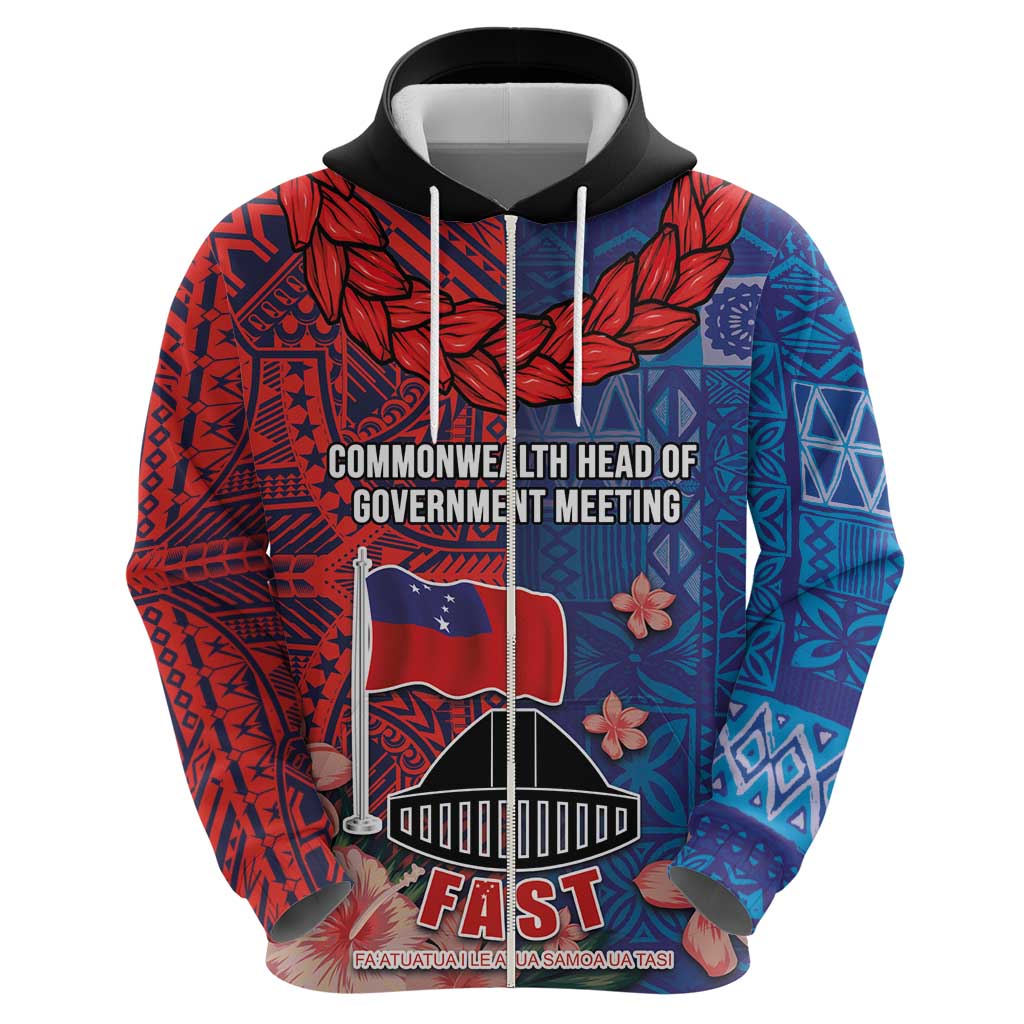 CHOGM FAST Samoa 2024 Hoodie Samoan Tapa Tribal and Ornament Pattern with Hibiscus LT03 - Polynesian Pride
