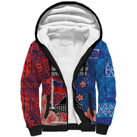 CHOGM FAST Samoa 2024 Sherpa Hoodie Samoan Tapa Tribal and Ornament Pattern with Hibiscus LT03 Unisex Blue - Polynesian Pride