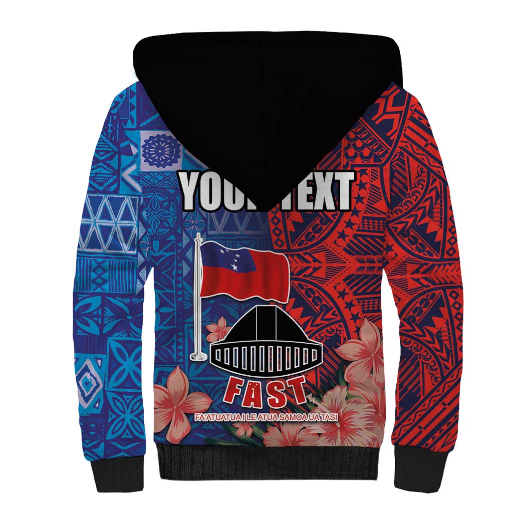 CHOGM FAST Samoa 2024 Sherpa Hoodie Samoan Tapa Tribal and Ornament Pattern with Hibiscus LT03 - Polynesian Pride