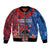 CHOGM FAST Samoa 2024 Sleeve Zip Bomber Jacket Samoan Tapa Tribal and Ornament Pattern with Hibiscus