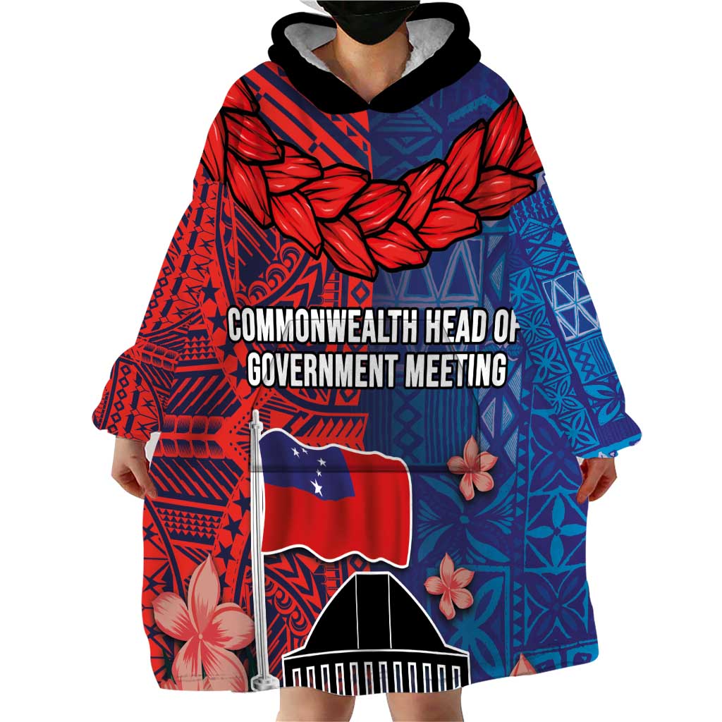 CHOGM FAST Samoa 2024 Wearable Blanket Hoodie Samoan Tapa Tribal and Ornament Pattern with Hibiscus LT03 - Polynesian Pride