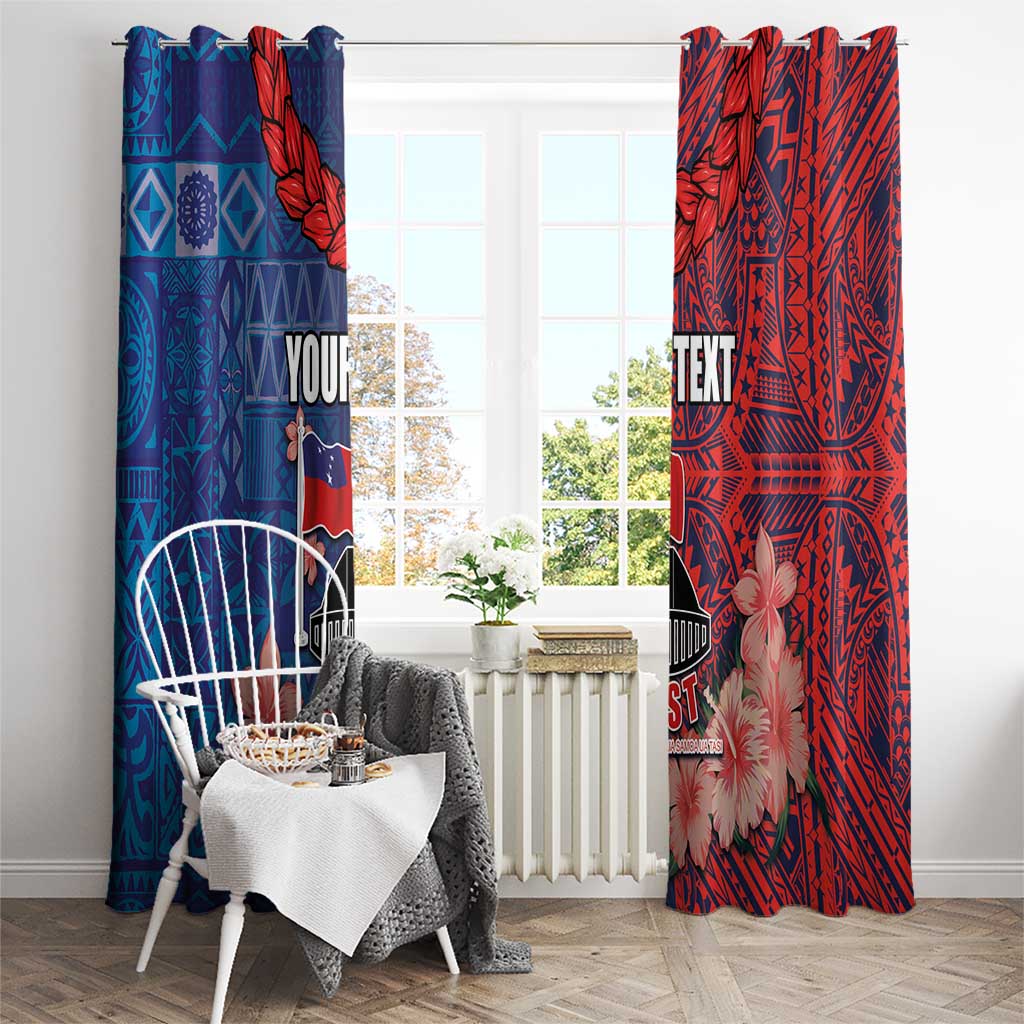 CHOGM FAST Samoa 2024 Window Curtain Samoan Tapa Tribal and Ornament Pattern with Hibiscus LT03 - Polynesian Pride