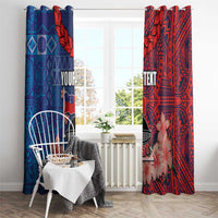 CHOGM FAST Samoa 2024 Window Curtain Samoan Tapa Tribal and Ornament Pattern with Hibiscus LT03 - Polynesian Pride