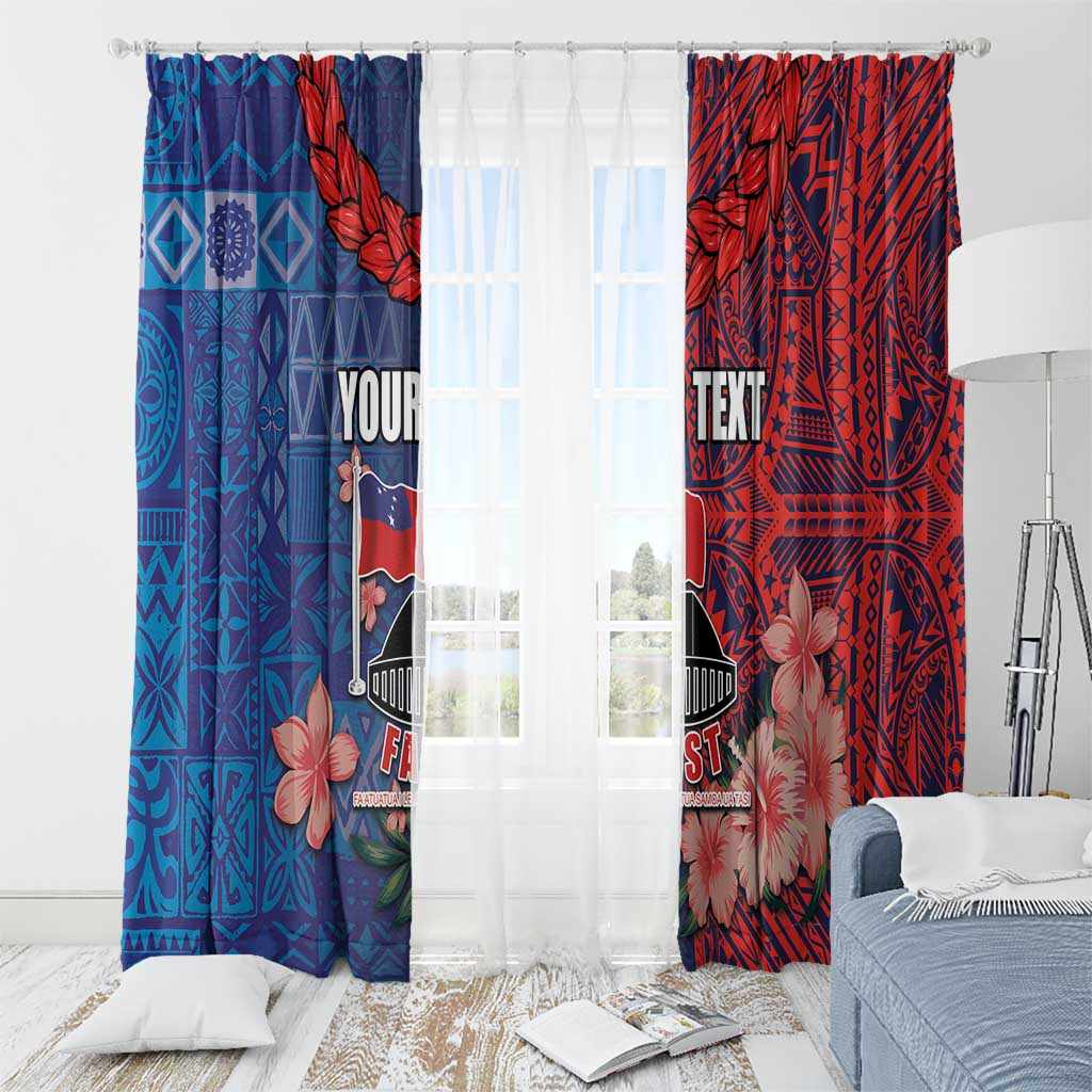 CHOGM FAST Samoa 2024 Window Curtain Samoan Tapa Tribal and Ornament Pattern with Hibiscus LT03 - Polynesian Pride