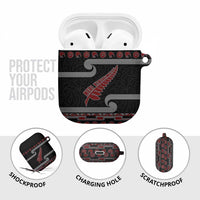 New Zealand Christmas AirPods Case Meri Kirihimete Silver Fern Knit Style Red Color - Polynesian Pride