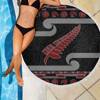 New Zealand Christmas Beach Blanket Meri Kirihimete Silver Fern Knit Style Red Color - Polynesian Pride