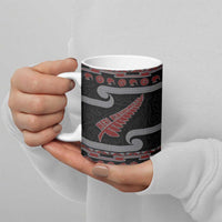New Zealand Christmas Ceramic Mug Meri Kirihimete Silver Fern Knit Style Red Color - Polynesian Pride