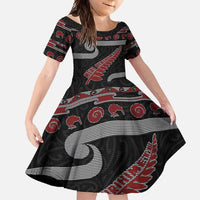 New Zealand Christmas Family Matching Mermaid Dress and Hawaiian Shirt Meri Kirihimete Silver Fern Knit Style Red Color - Polynesian Pride