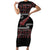 New Zealand Christmas Family Matching Short Sleeve Bodycon Dress and Hawaiian Shirt Meri Kirihimete Silver Fern Knit Style Red Color - Polynesian Pride