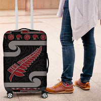 New Zealand Christmas Luggage Cover Meri Kirihimete Silver Fern Knit Style Red Color - Polynesian Pride