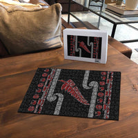 New Zealand Christmas Puzzle Meri Kirihimete Silver Fern Knit Style Red Color - Polynesian Pride