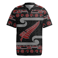 New Zealand Christmas Rugby Jersey Meri Kirihimete Silver Fern Knit Style Red Color - Polynesian Pride