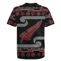 New Zealand Christmas Rugby Jersey Meri Kirihimete Silver Fern Knit Style Red Color - Polynesian Pride