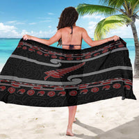 New Zealand Christmas Sarong Meri Kirihimete Silver Fern Knit Style Red Color - Polynesian Pride