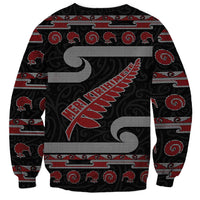 New Zealand Christmas Sweatshirt Meri Kirihimete Silver Fern Knit Style Red Color - Polynesian Pride