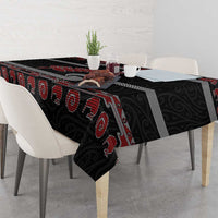 New Zealand Christmas Tablecloth Meri Kirihimete Silver Fern Knit Style Red Color - Polynesian Pride