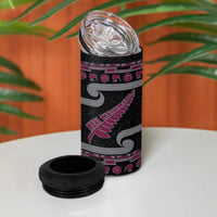 New Zealand Christmas 4 in 1 Can Cooler Tumbler Meri Kirihimete Silver Fern Knit Style Pink Color - Polynesian Pride