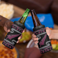 New Zealand Christmas 4 in 1 Can Cooler Tumbler Meri Kirihimete Silver Fern Knit Style Pink Color - Polynesian Pride