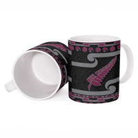 New Zealand Christmas Ceramic Mug Meri Kirihimete Silver Fern Knit Style Pink Color - Polynesian Pride