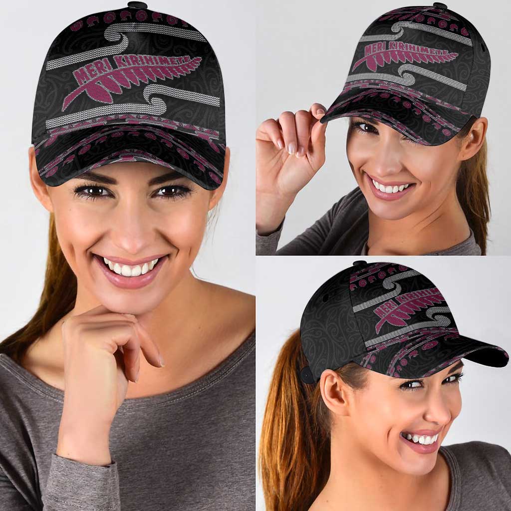 New Zealand Christmas Classic Cap Meri Kirihimete Silver Fern Knit Style Pink Color - Polynesian Pride