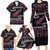 New Zealand Christmas Family Matching Long Sleeve Bodycon Dress and Hawaiian Shirt Meri Kirihimete Silver Fern Knit Style Pink Color - Polynesian Pride