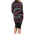 New Zealand Christmas Family Matching Long Sleeve Bodycon Dress and Hawaiian Shirt Meri Kirihimete Silver Fern Knit Style Pink Color - Polynesian Pride