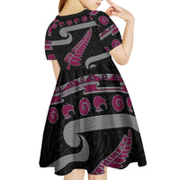 New Zealand Christmas Kid Short Sleeve Dress Meri Kirihimete Silver Fern Knit Style Pink Color - Polynesian Pride