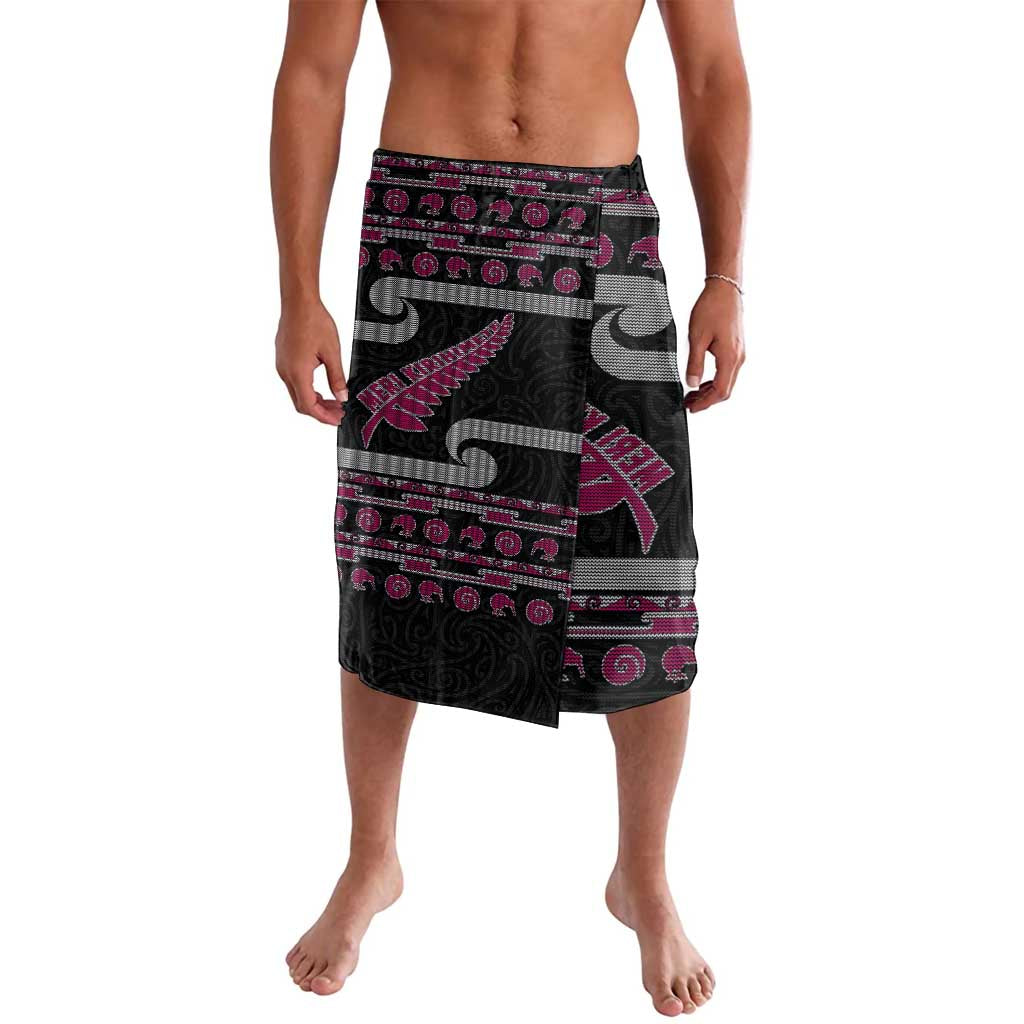 New Zealand Christmas Lavalava Meri Kirihimete Silver Fern Knit Style Pink Color - Polynesian Pride