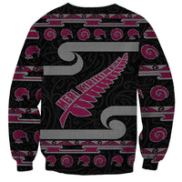 New Zealand Christmas Sweatshirt Meri Kirihimete Silver Fern Knit Style Pink Color - Polynesian Pride