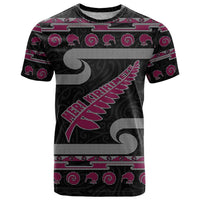 New Zealand Christmas T Shirt Meri Kirihimete Silver Fern Knit Style Pink Color - Polynesian Pride