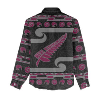 New Zealand Christmas Women Casual Shirt Meri Kirihimete Silver Fern Knit Style Pink Color - Polynesian Pride