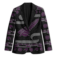 New Zealand Christmas Blazer Meri Kirihimete Silver Fern Knit Style Purple Color - Polynesian Pride