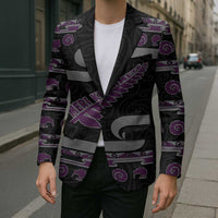 New Zealand Christmas Blazer Meri Kirihimete Silver Fern Knit Style Purple Color - Polynesian Pride