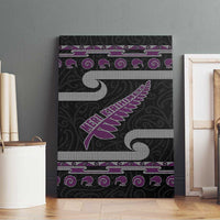 New Zealand Christmas Canvas Wall Art Meri Kirihimete Silver Fern Knit Style Purple Color - Polynesian Pride