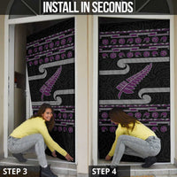 New Zealand Christmas Door Cover Meri Kirihimete Silver Fern Knit Style Purple Color - Polynesian Pride