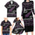 New Zealand Christmas Family Matching Long Sleeve Bodycon Dress and Hawaiian Shirt Meri Kirihimete Silver Fern Knit Style Purple Color - Polynesian Pride